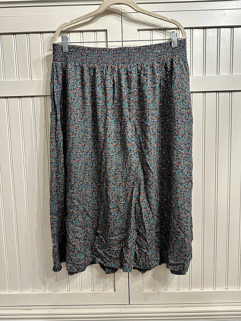 Croft & Barrow Floral Midi Skirt in Blue & Orange Size Large
